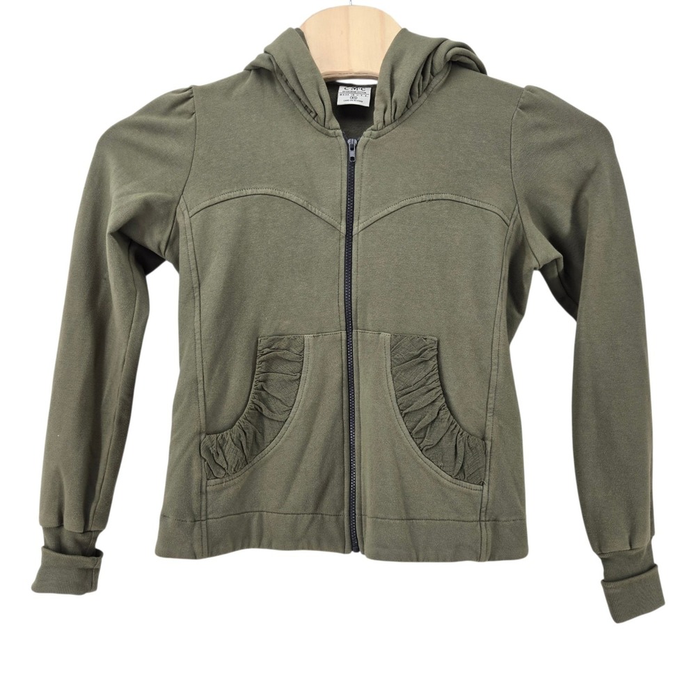 CMC Color Me Cotton Hoodie Women's XS Green Hooded Tunic Full Zip Jacket Hood